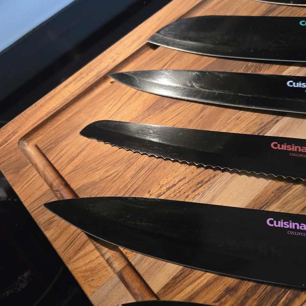 Cuisinart C55-7PCE Ceramic Coated Cutlery Set Color End Caps Kitchen Knives 6 PC